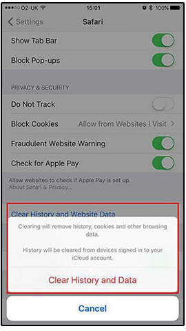 Clear History an Website Data