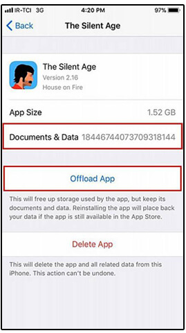 حذف داده های نرم افزار از روی آیفون و آیپد- offload App