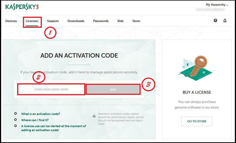 وارد کردن کد لایسنس کسپراسکای