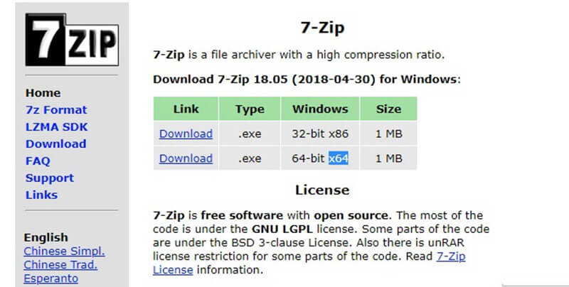 نرم افزار 7-zip